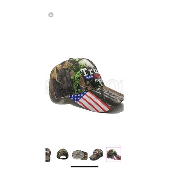 Trump One Size Campaign Baseball Hat Cap Green Camoflauge Print MAGA USA New - Picture 4 of 6